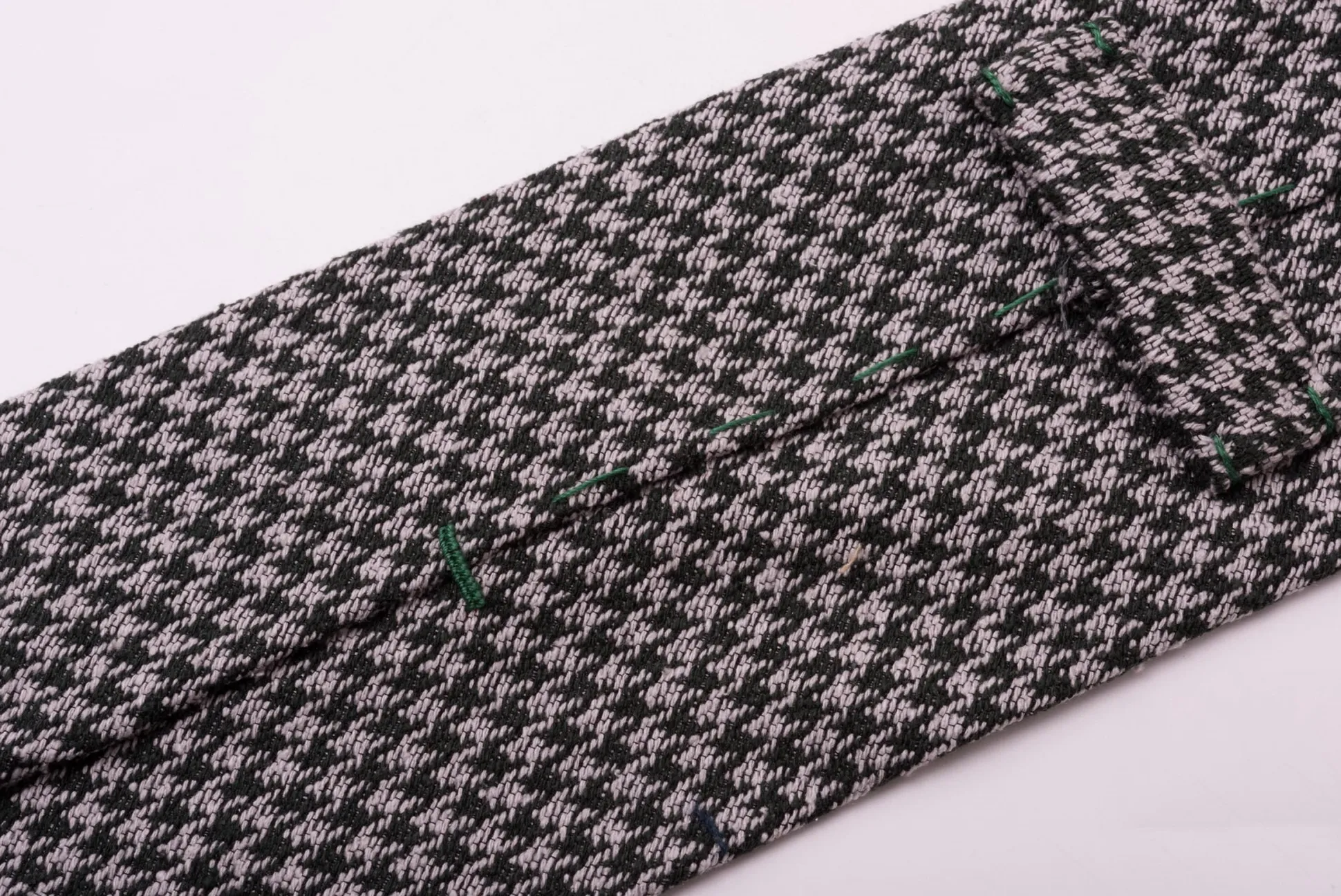 Bottle Green & Gray Houndstooth Silk Bourette Tie