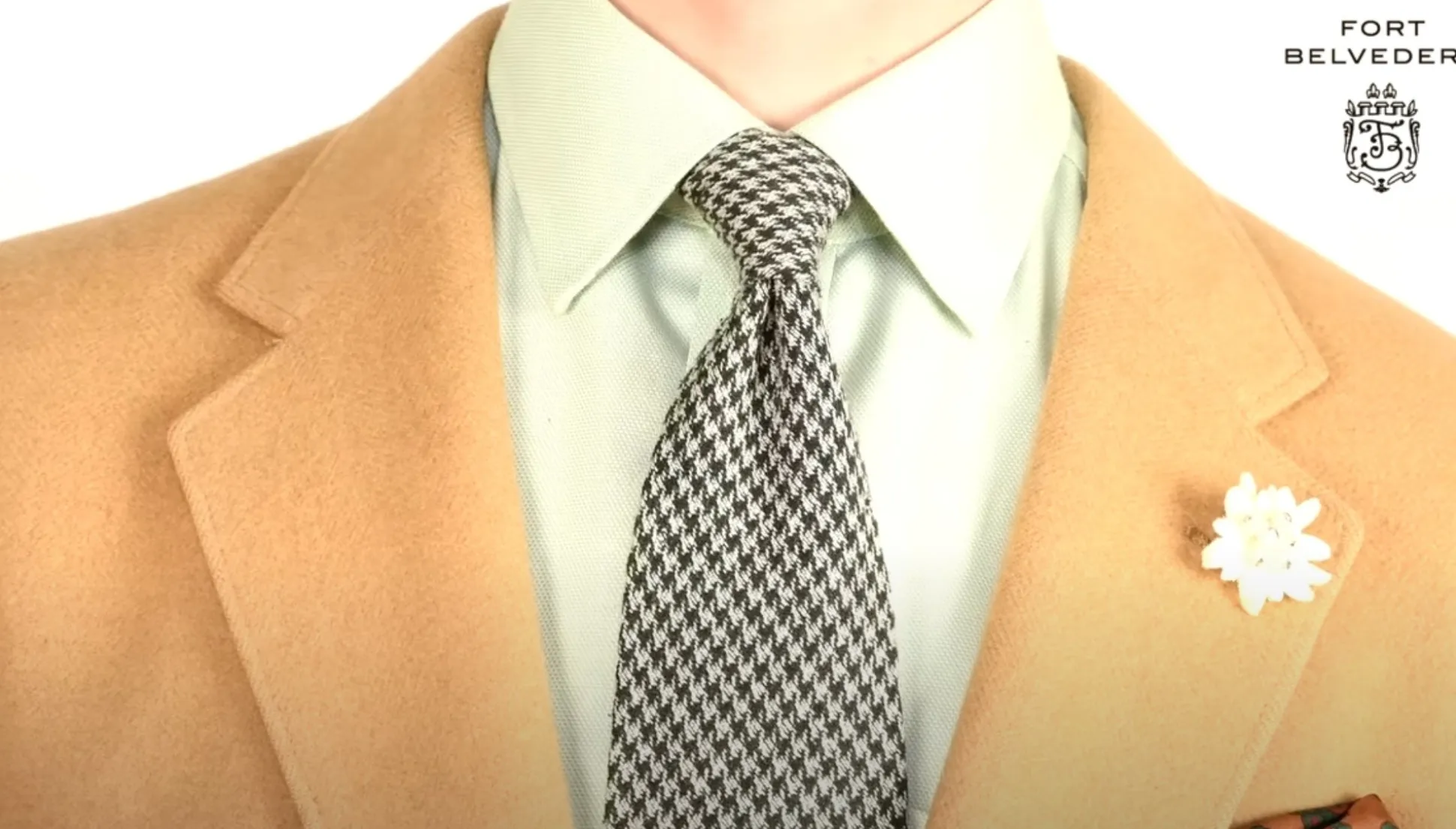 Bottle Green & Gray Houndstooth Silk Bourette Tie