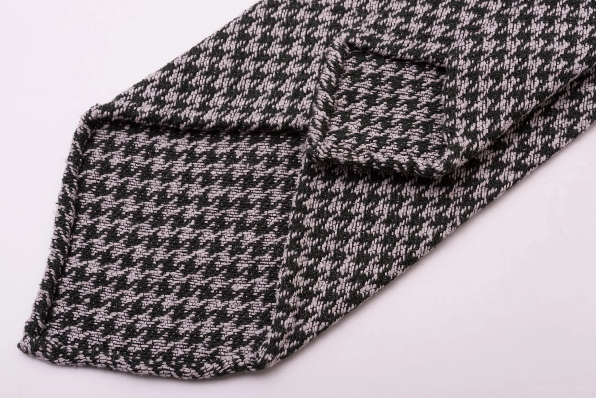 Bottle Green & Gray Houndstooth Silk Bourette Tie