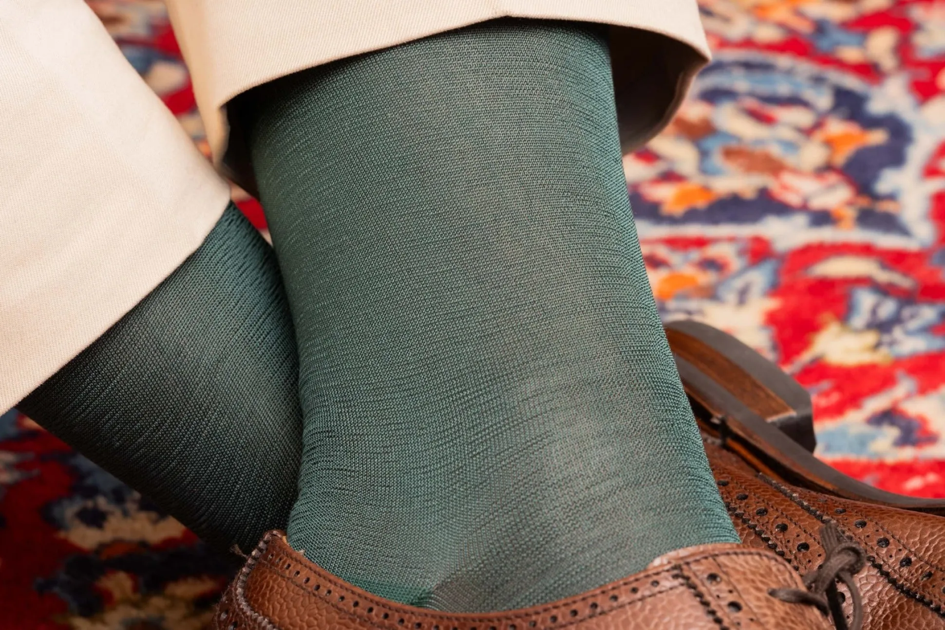 Bottle Green Silk Formal Socks