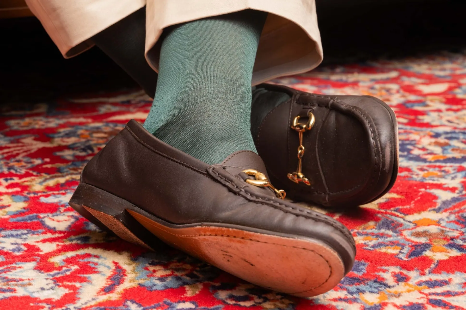 Bottle Green Silk Formal Socks
