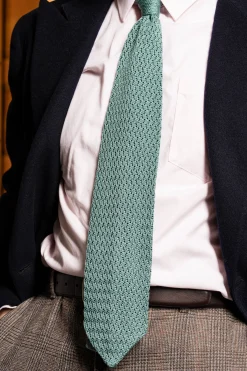 Brazilian Blue Cactus Zigzag Silk Knit Tie