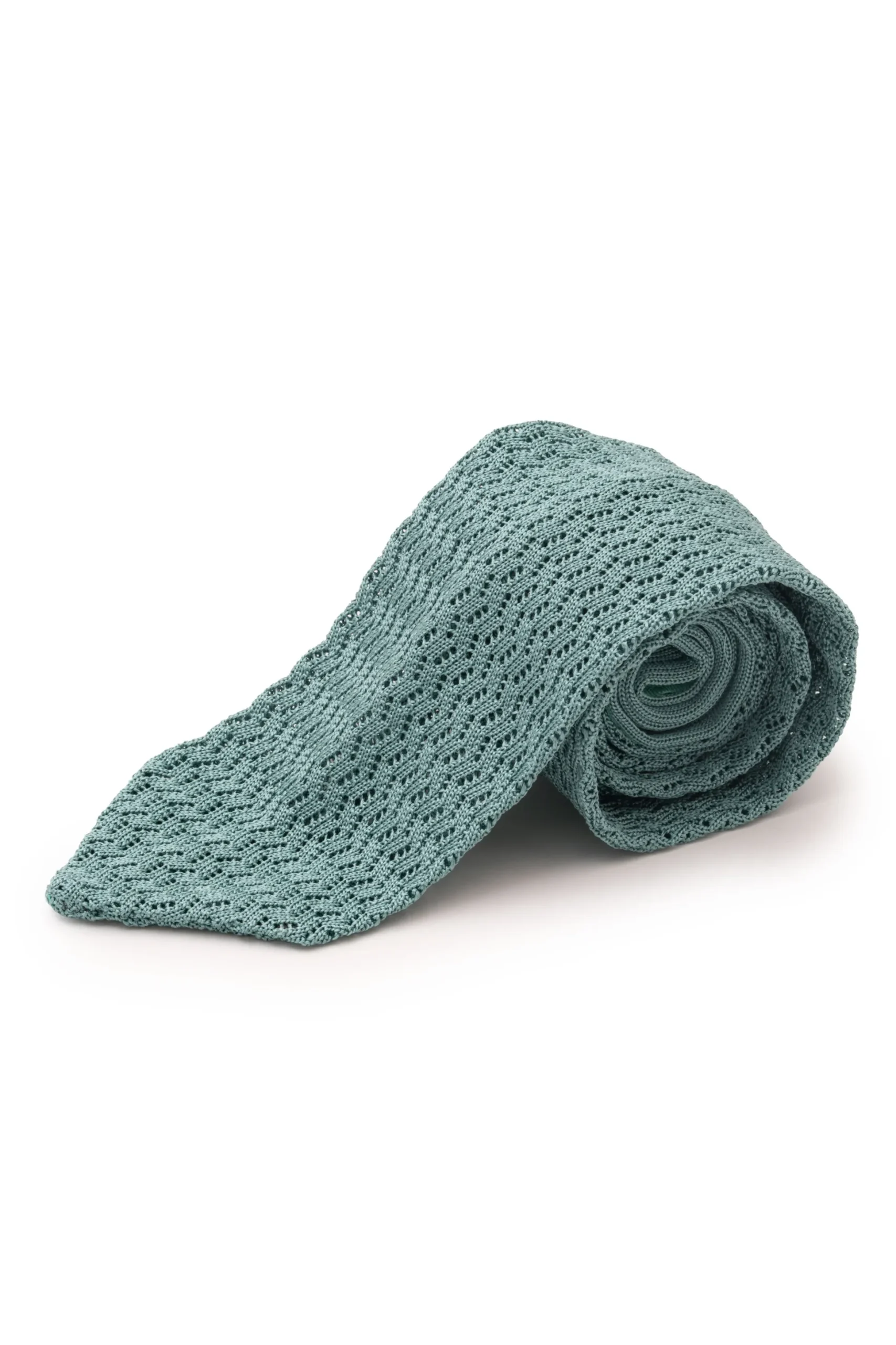 Brazilian Blue Cactus Zigzag Silk Knit Tie