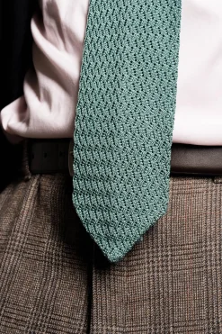 Brazilian Blue Cactus Zigzag Silk Knit Tie