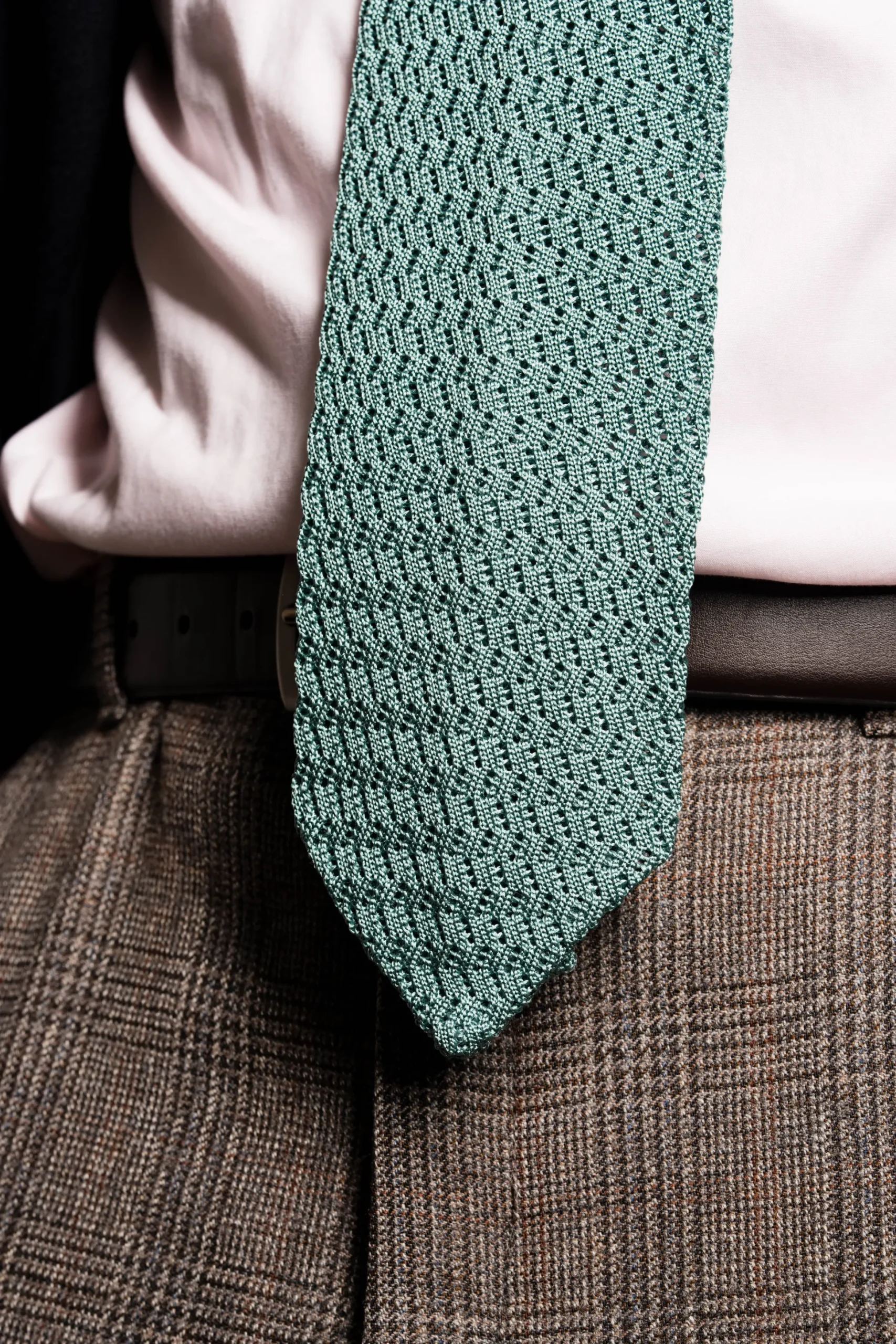 Brazilian Blue Cactus Zigzag Silk Knit Tie