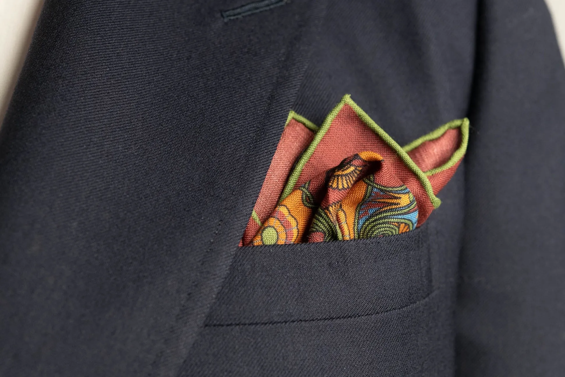 Brick Red Art Deco Egyptian Scarab Pocket Square