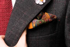 Brick Red Art Deco Egyptian Scarab Pocket Square