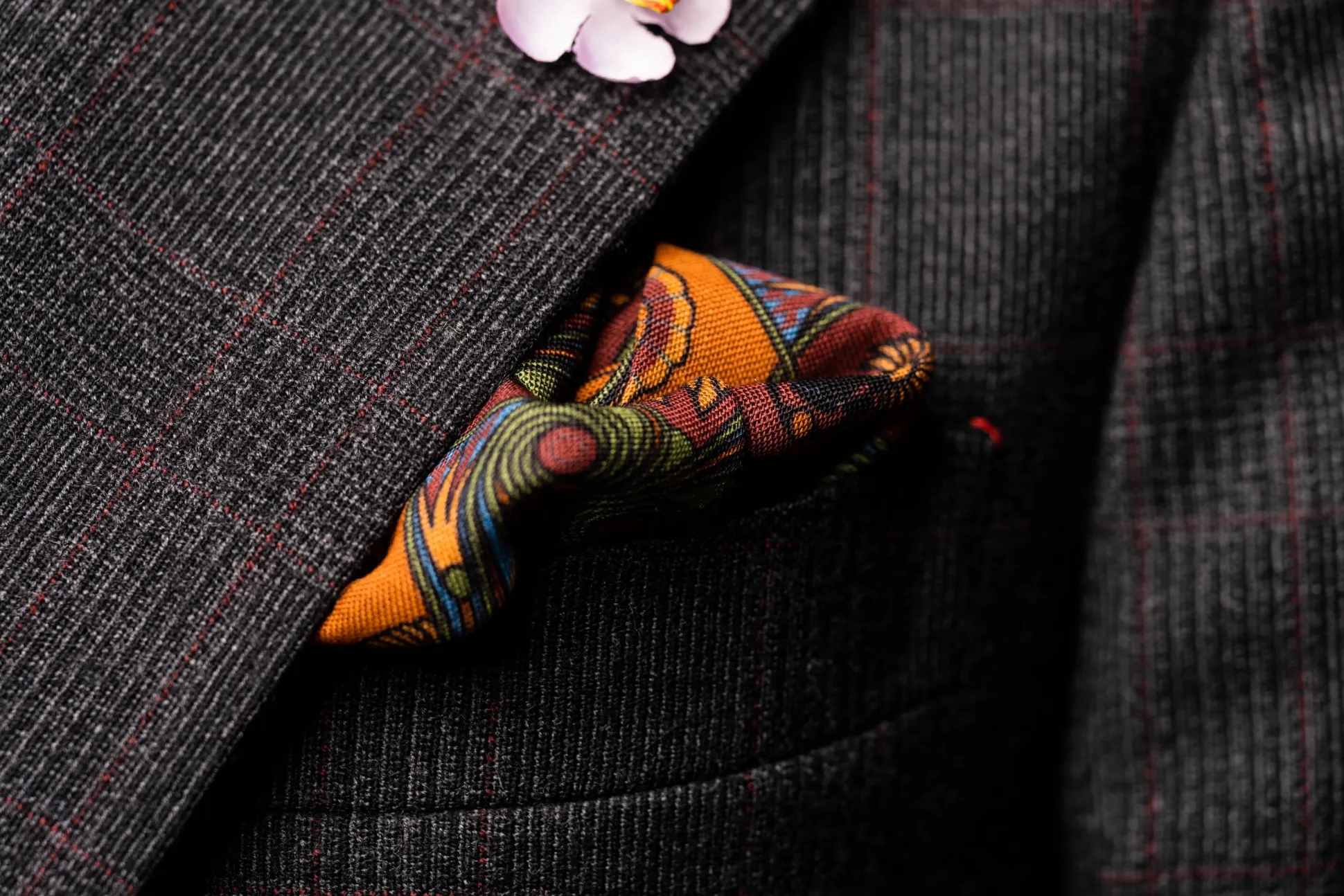 Brick Red Art Deco Egyptian Scarab Pocket Square