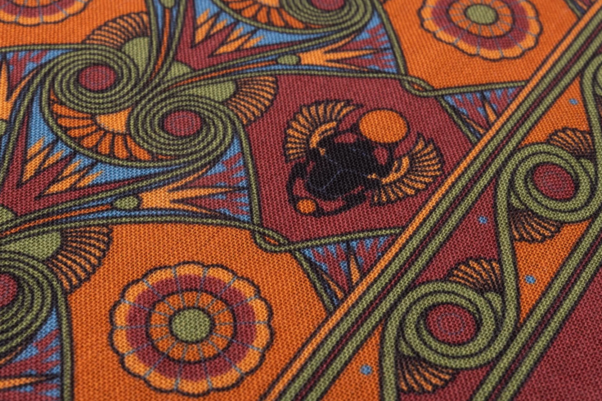 Brick Red Art Deco Egyptian Scarab Pocket Square