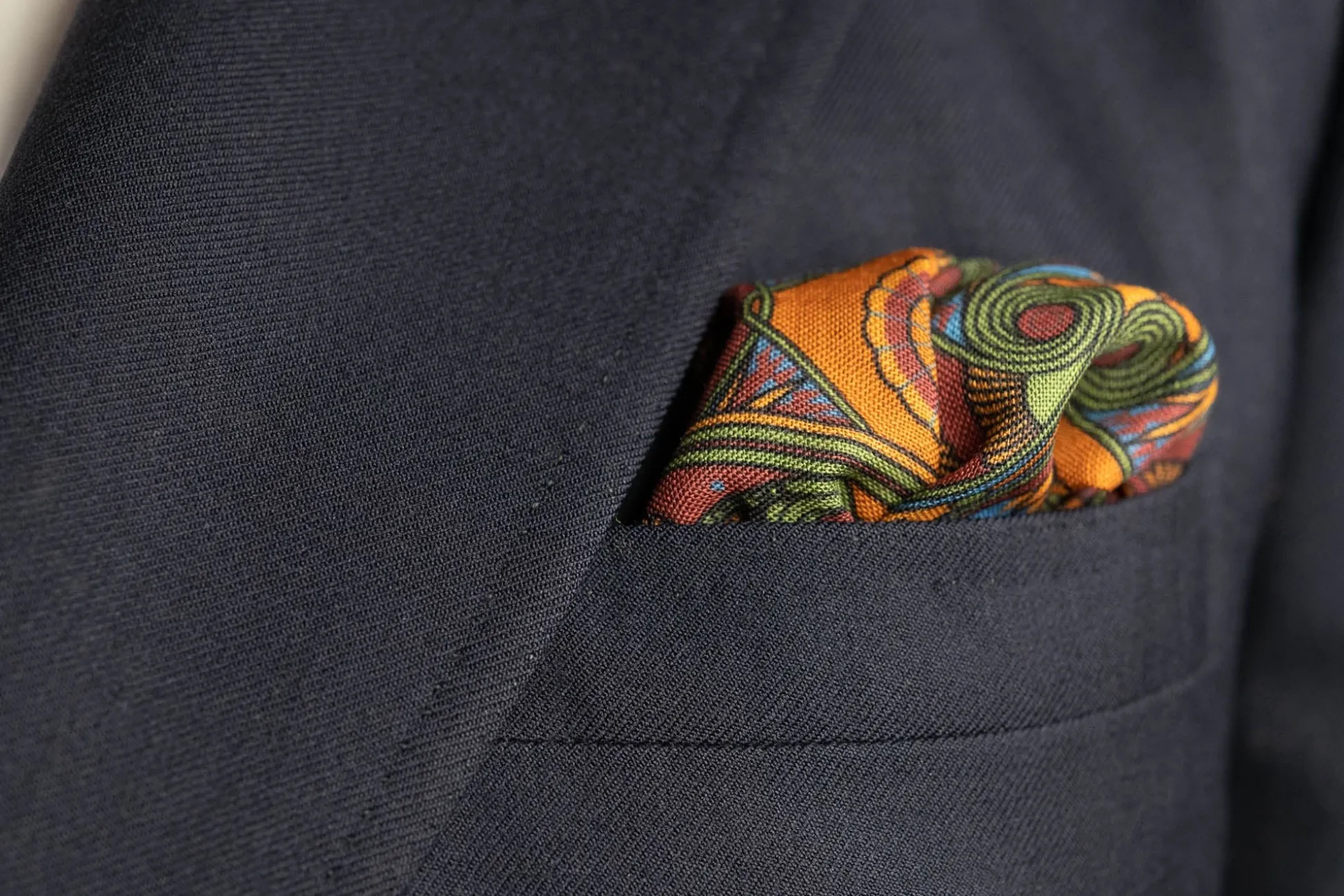 Brick Red Art Deco Egyptian Scarab Pocket Square