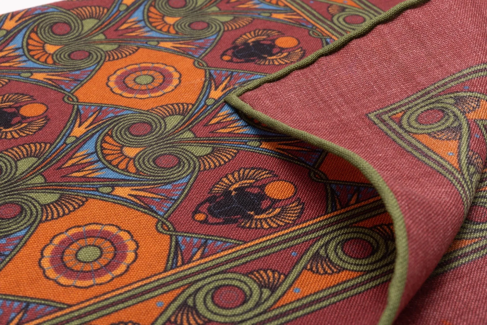 Brick Red Art Deco Egyptian Scarab Pocket Square