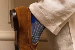Bright Blue & Yellow Shadow Stripe Lightweight Cotton Socks