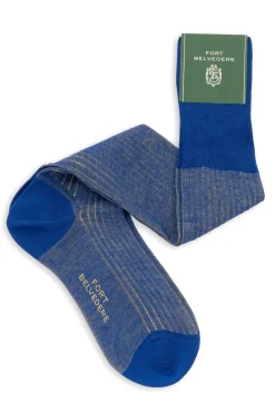 Bright Blue & Yellow Shadow Stripe Lightweight Cotton Socks