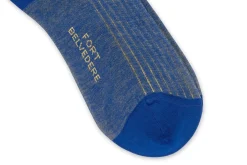 Bright Blue & Yellow Shadow Stripe Lightweight Cotton Socks