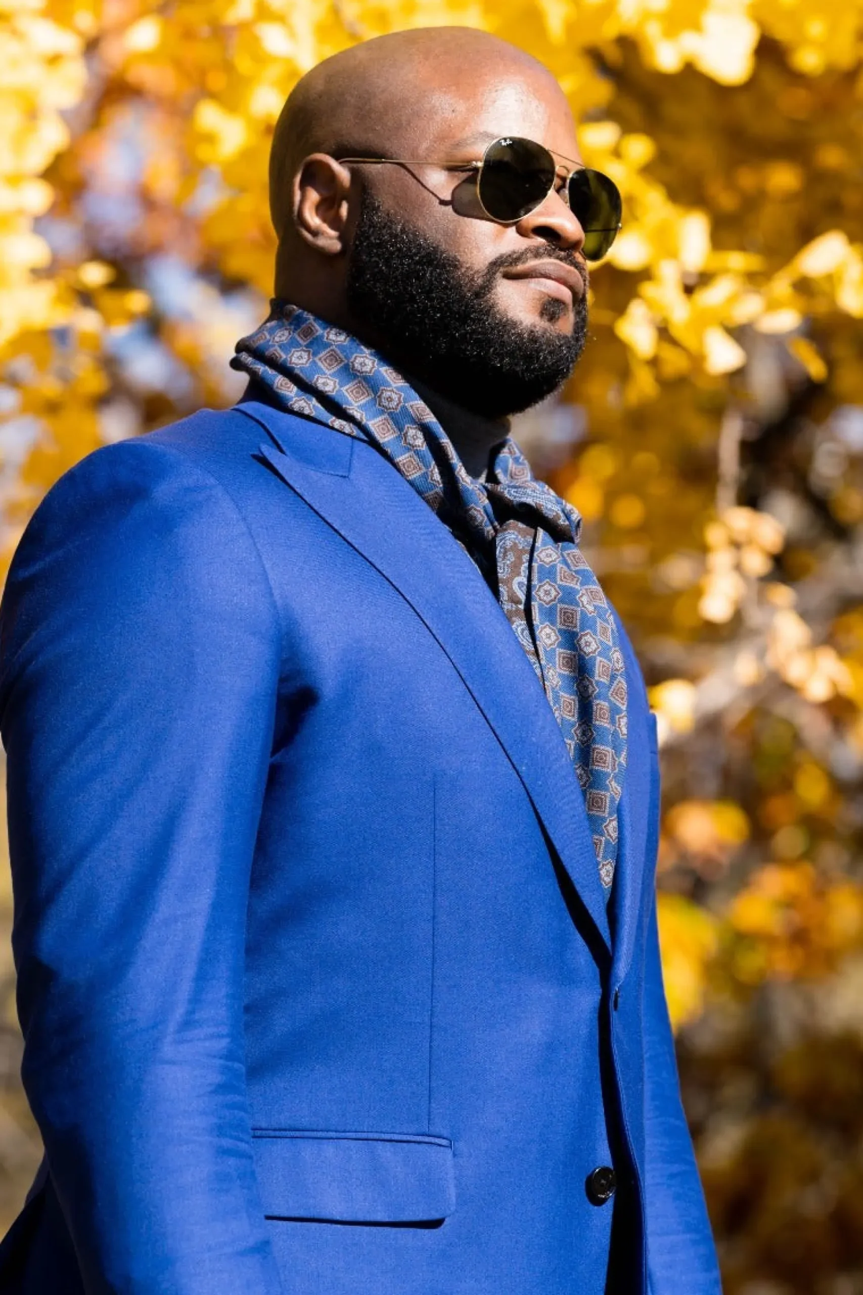 Bronze-Blue Paisley & Diamond Double Sided Scarf