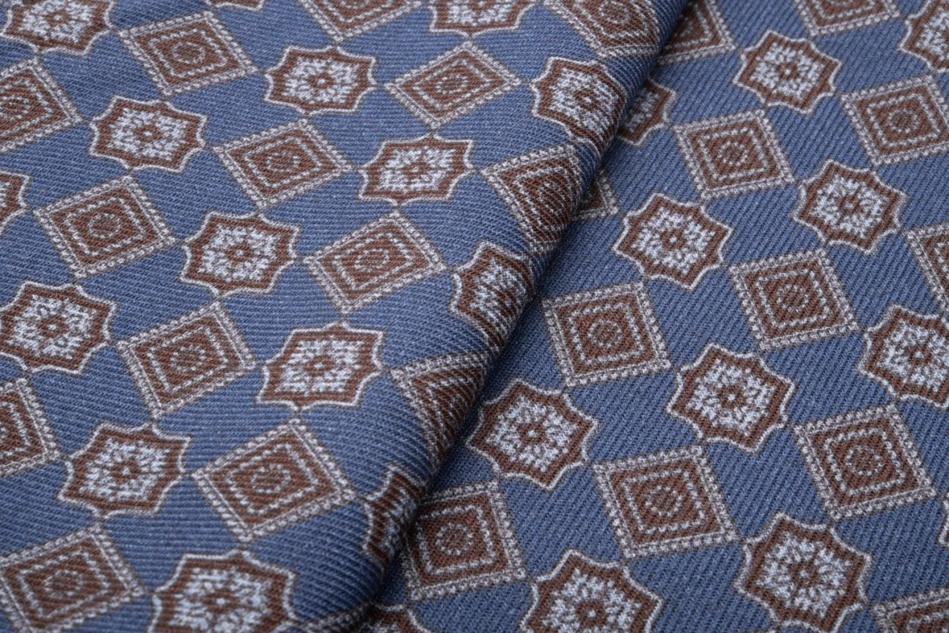 Bronze-Blue Paisley & Diamond Double Sided Scarf