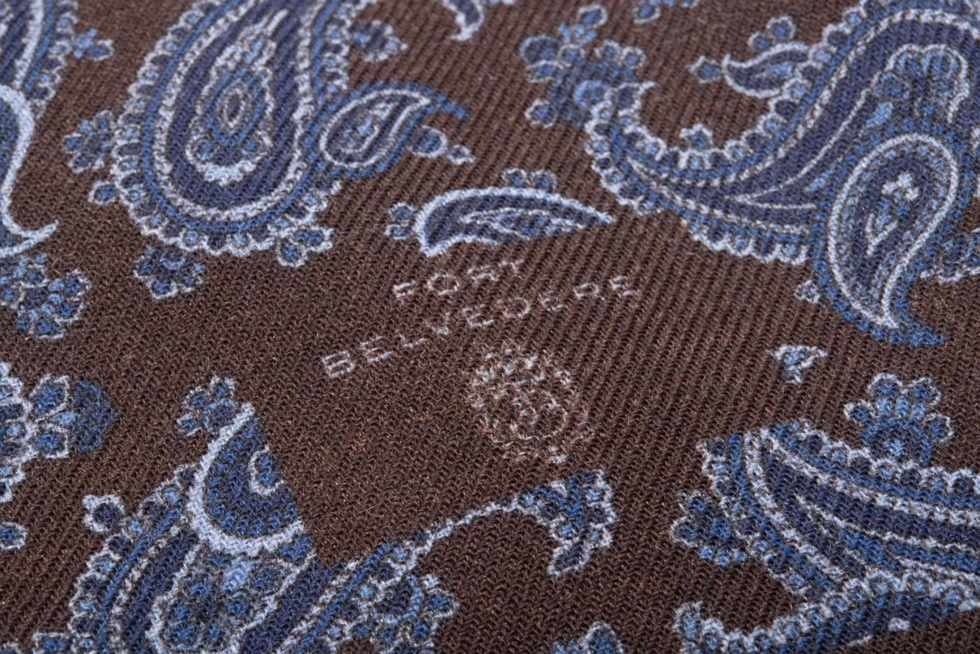 Bronze-Blue Paisley & Diamond Double Sided Scarf