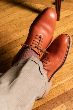 Bronze & Blue Shadow Stripe Midweight Cotton Socks