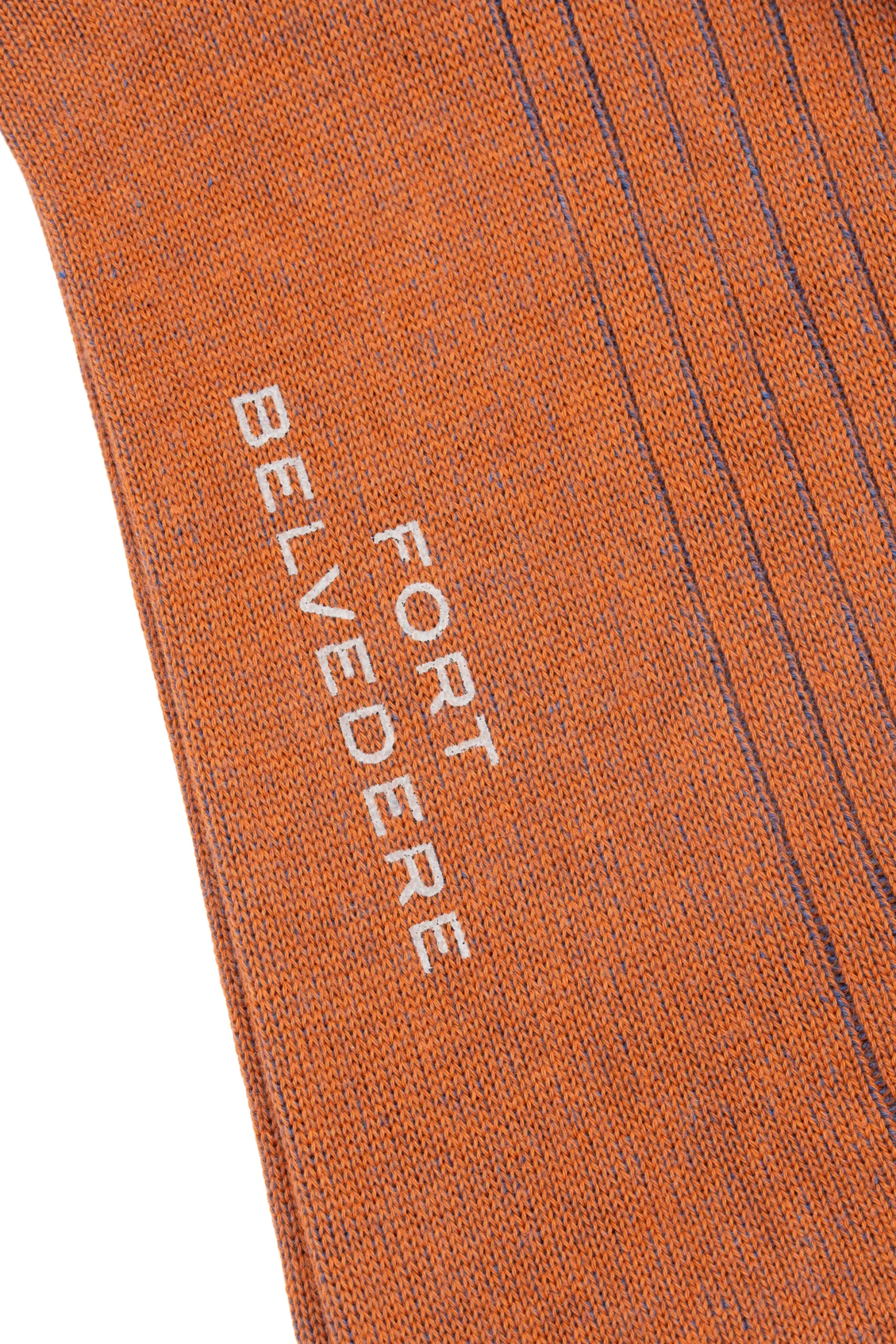 Bronze & Blue Shadow Stripe Midweight Cotton Socks