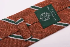 Bronze & Green Striped Shantung Silk Tie