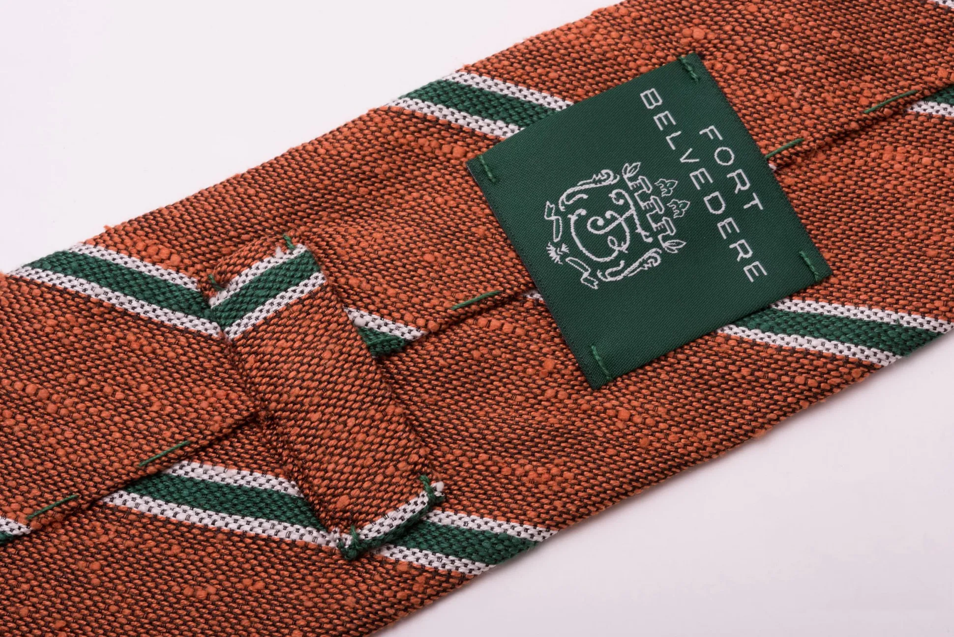 Bronze & Green Striped Shantung Silk Tie