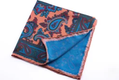 Bronze Orange Paisley Madder Silk Pocket Square