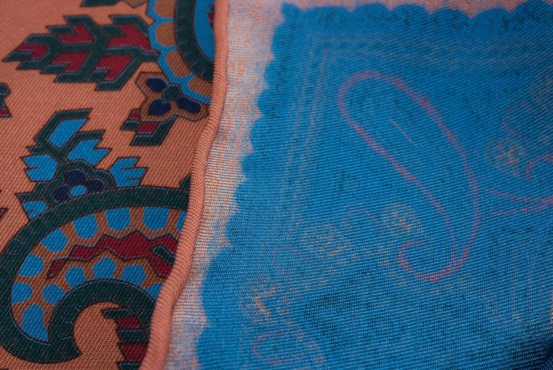 Bronze Orange Paisley Madder Silk Pocket Square