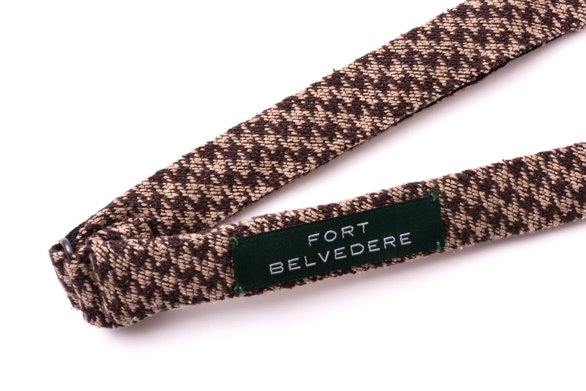 Brown & Beige Houndstooth Silk Bourette Bow Tie
