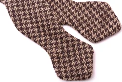 Brown & Beige Houndstooth Silk Bourette Bow Tie