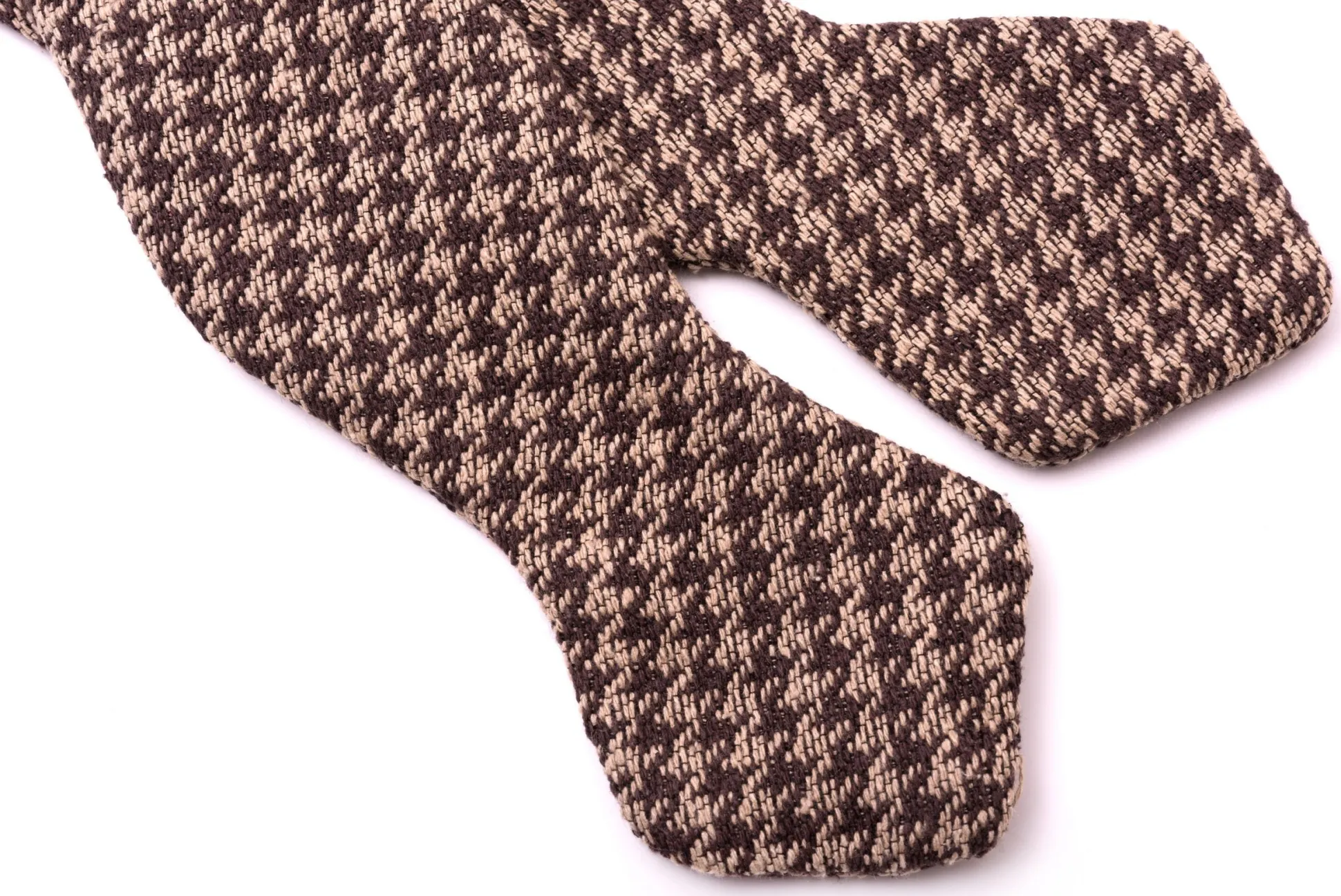 Brown & Beige Houndstooth Silk Bourette Bow Tie