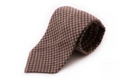 Brown & Beige Houndstooth Silk Bourette Tie