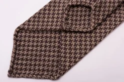 Brown & Beige Houndstooth Silk Bourette Tie