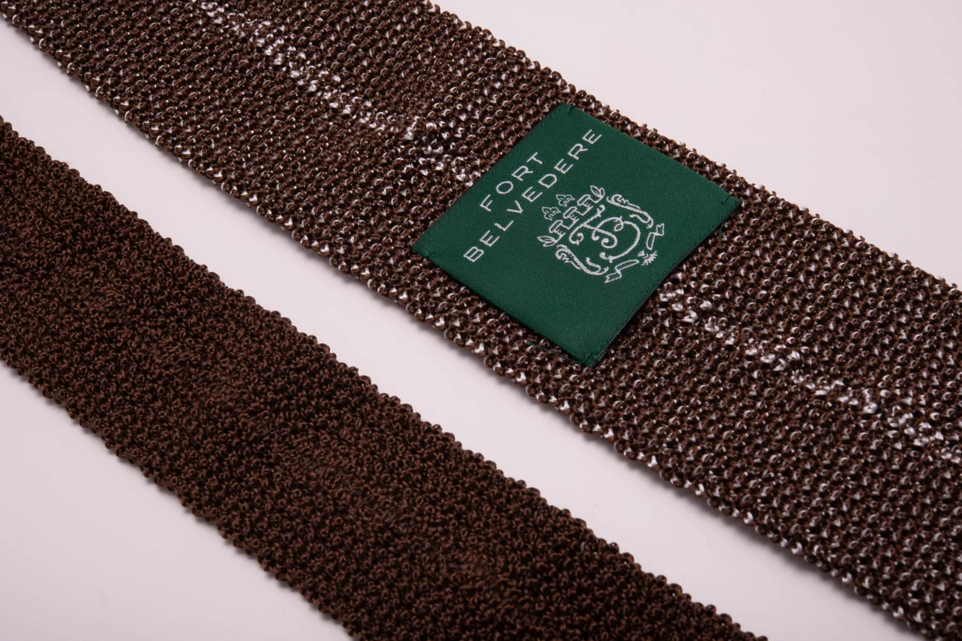 Brown & Beige Two-Tone Silk Knit Tie