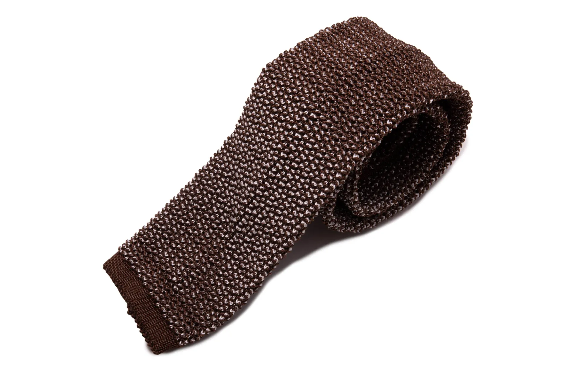 Brown & Beige Two-Tone Silk Knit Tie