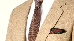 Brown & Beige Two-Tone Silk Knit Tie