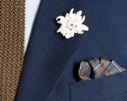 Brown & Blue Paisley Silk Pocket Square