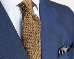 Brown & Blue Paisley Silk Pocket Square