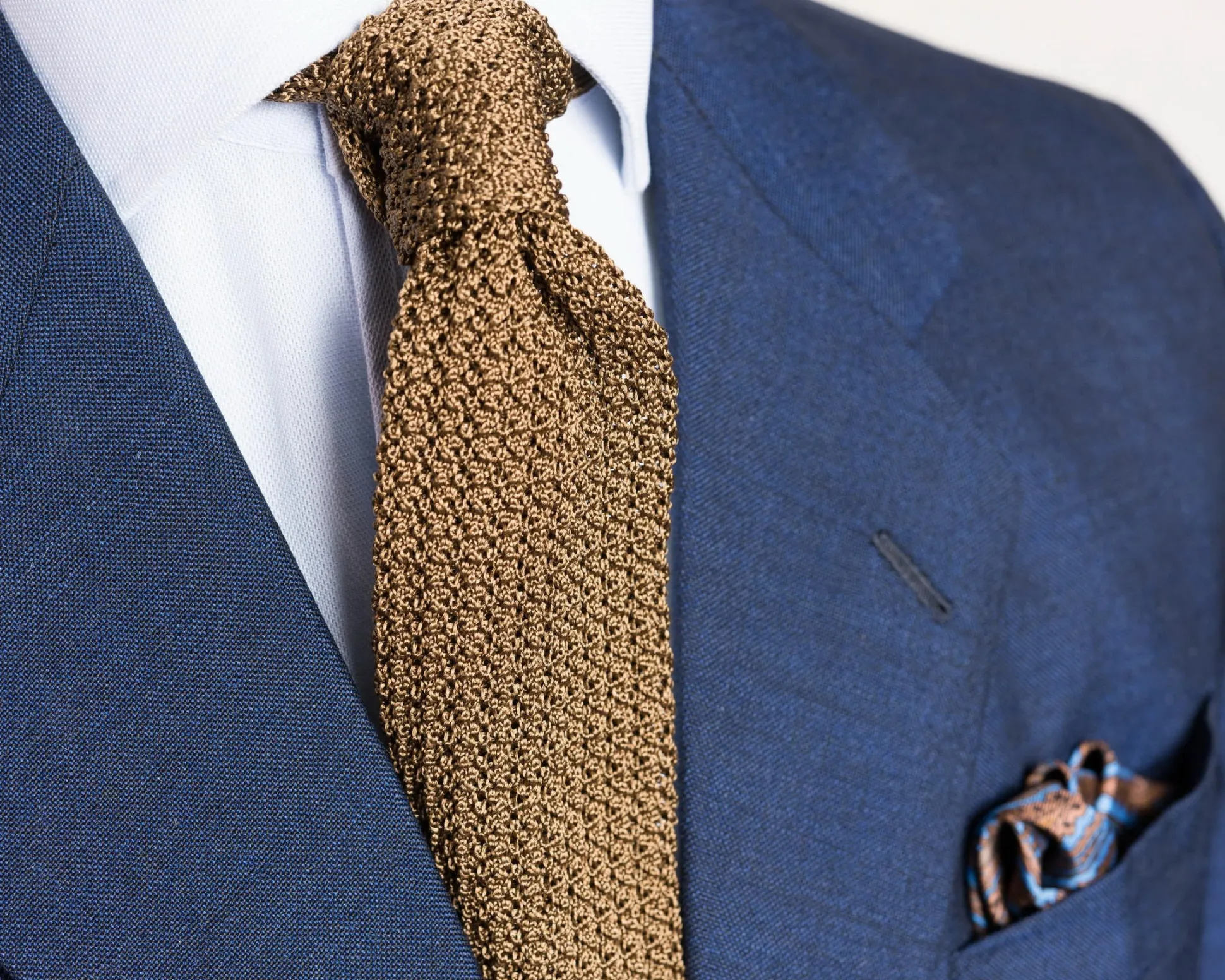Brown & Blue Paisley Silk Pocket Square
