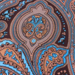 Brown & Blue Paisley Silk Pocket Square