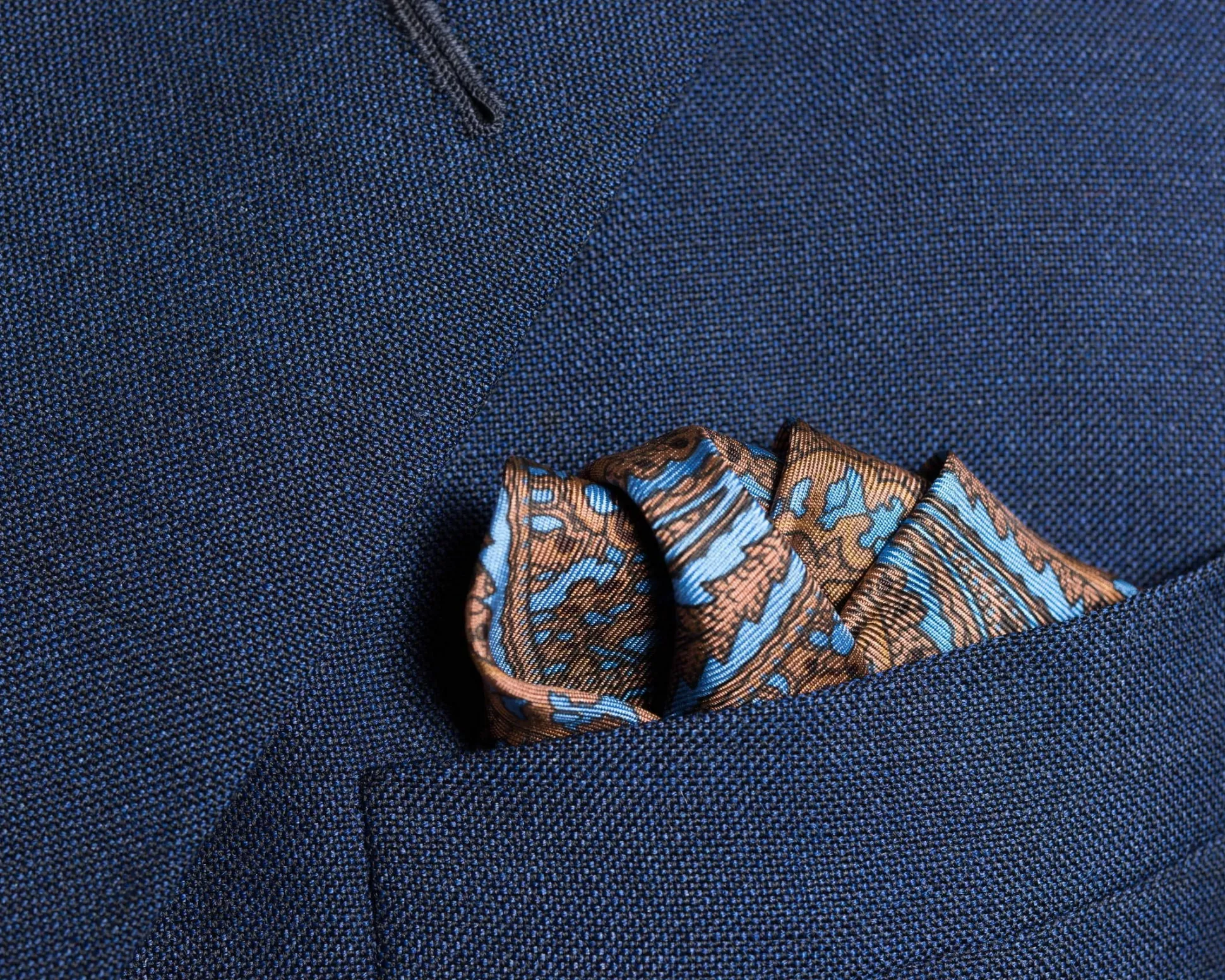 Brown & Blue Paisley Silk Pocket Square