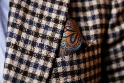 Brown & Blue Paisley Silk Pocket Square