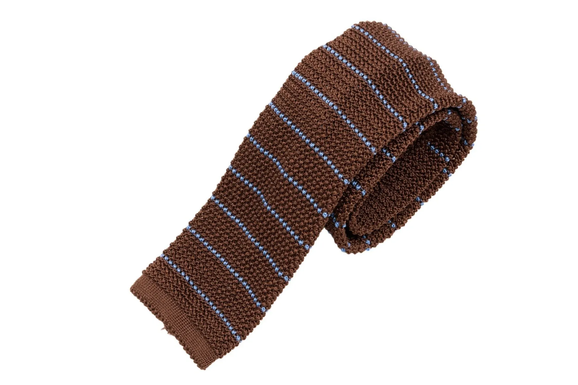 Brown & Blue Striped Silk Knit Tie