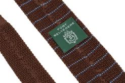 Brown & Blue Striped Silk Knit Tie