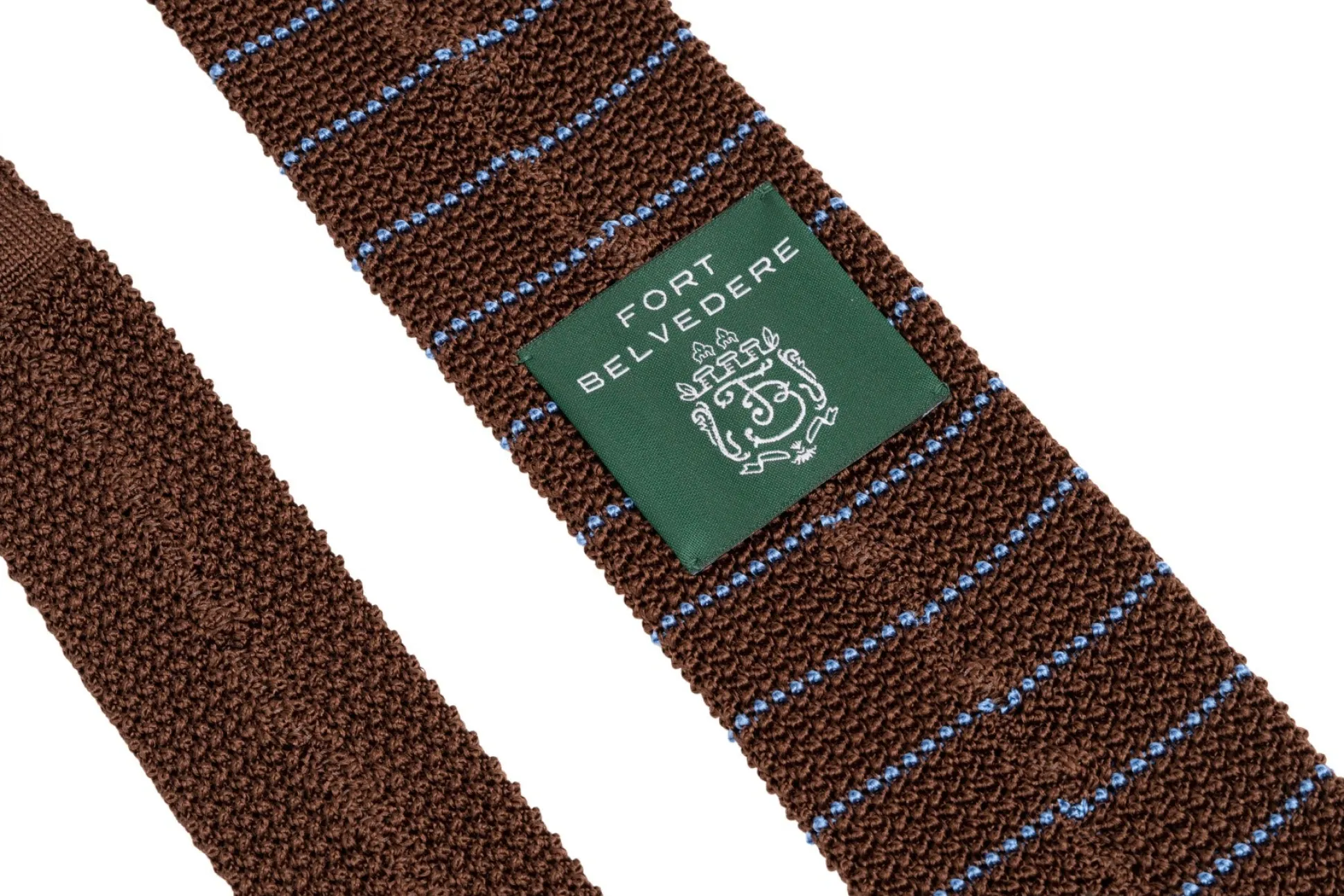 Brown & Blue Striped Silk Knit Tie