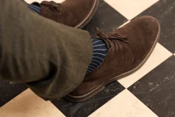 Brown & Bright Blue Shadow Stripe Lightweight Cotton Socks