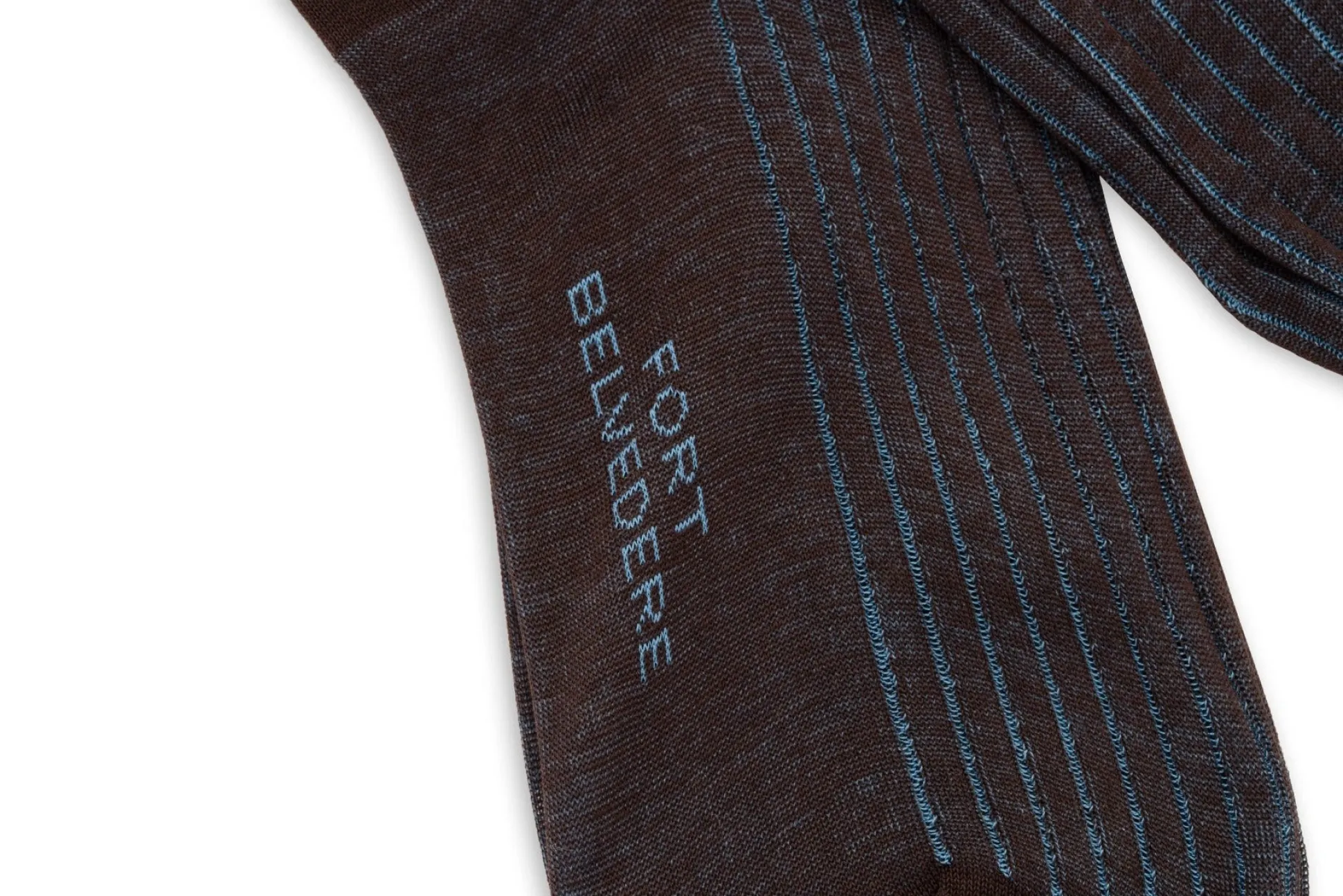 Brown & Bright Blue Shadow Stripe Lightweight Cotton Socks