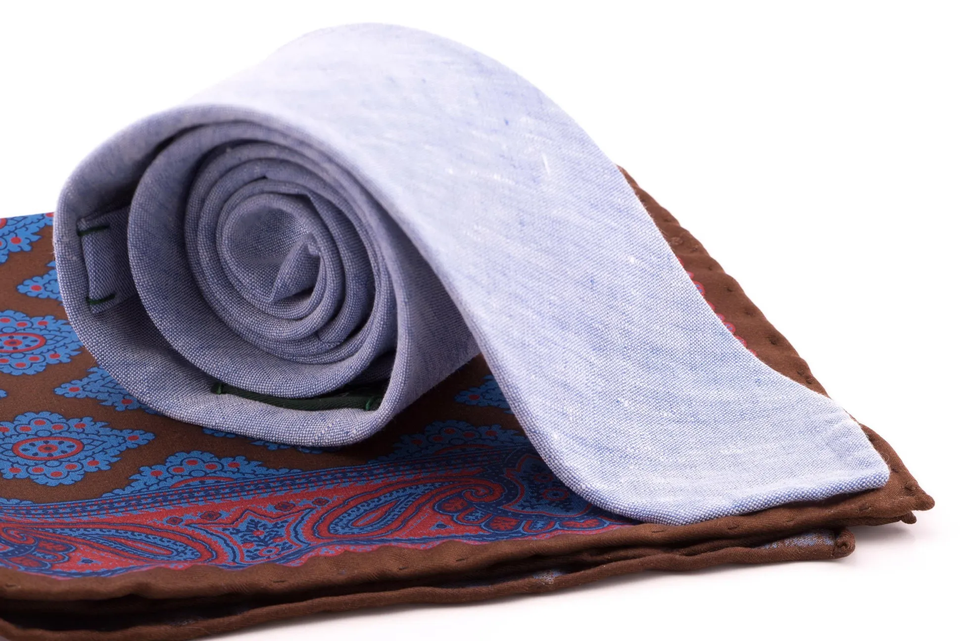 Brown Diamond & Paisley Madder Silk Pocket Square