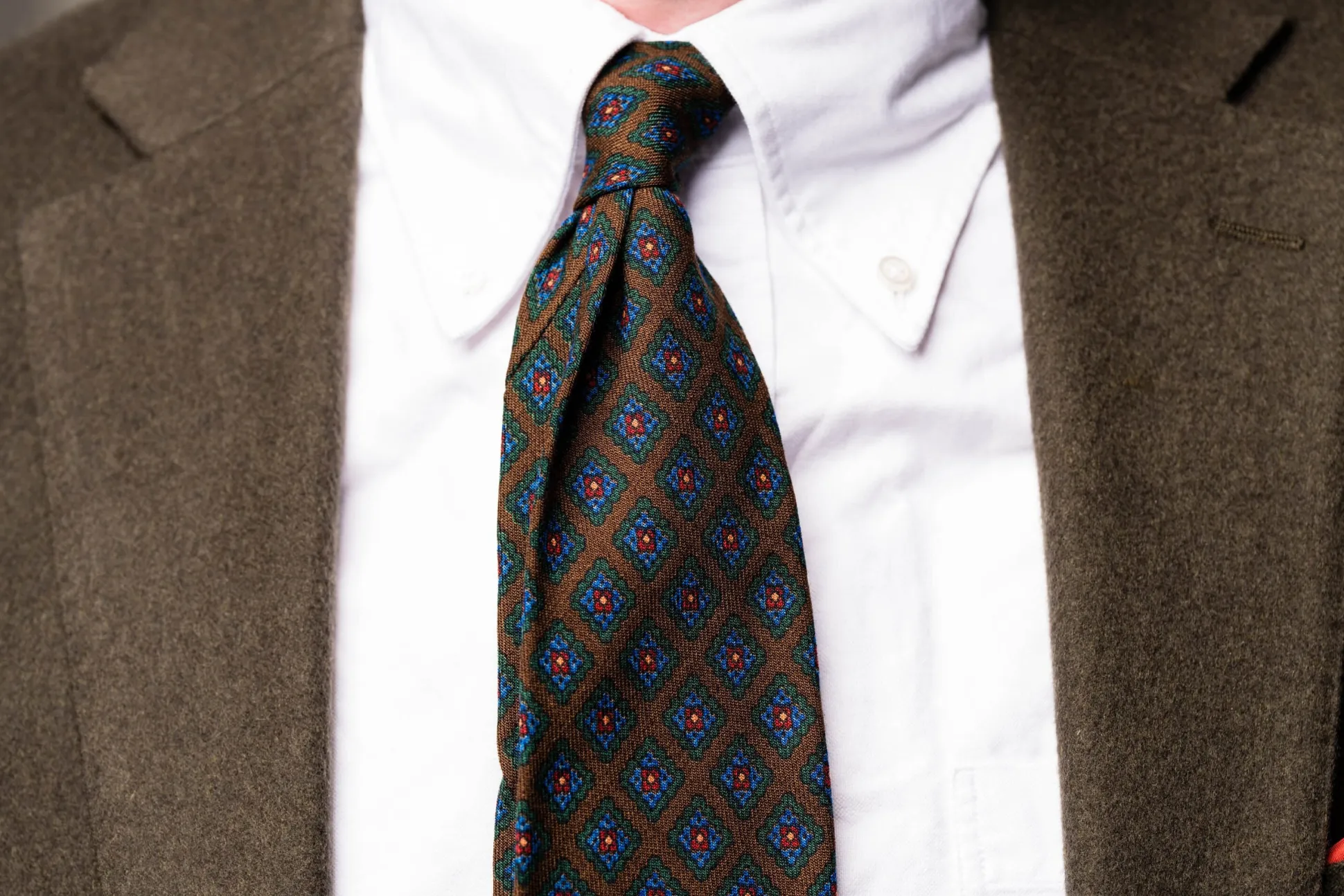 Brown Diamond Wool Challis Tie