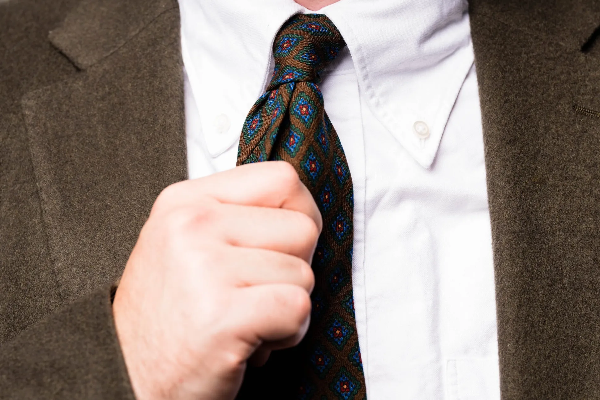 Brown Diamond Wool Challis Tie
