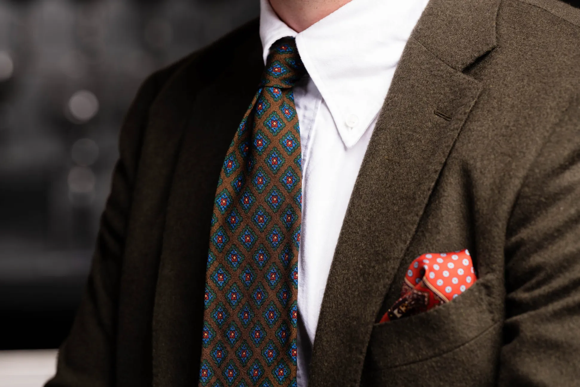Brown Diamond Wool Challis Tie